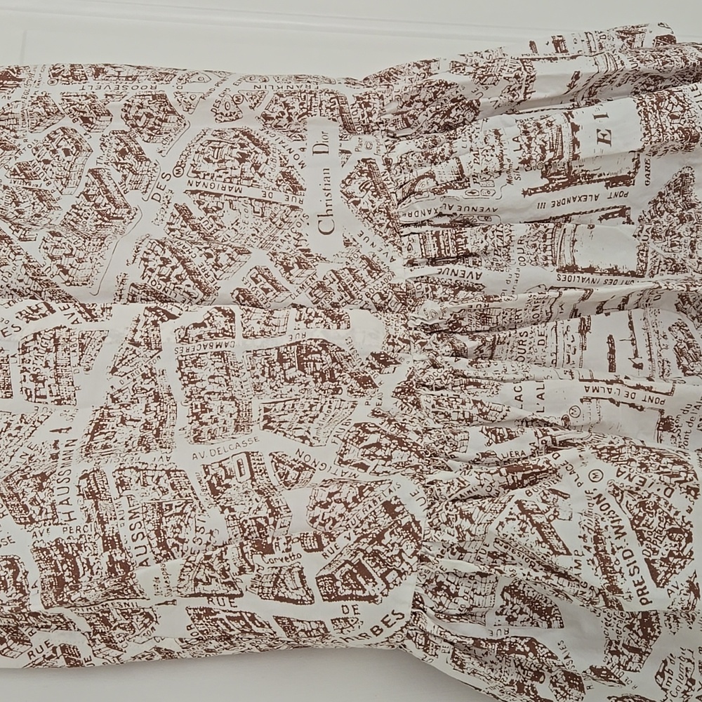 DIOR • Brown and Cream Map Print Mini Dress, Size 6 - Picture 4 of 7